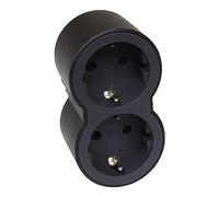 Legrand 694517, Adaptadores 2P+T, 2 Tomas de enchufes/Corriente Frontales, Ladron de enchufes, Color Negro/Gris Oscuro