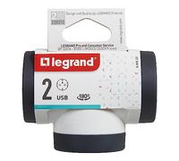 Legrand 694522, Adaptadores 2P+T, 2 Tomas de enchufes/Corriente Laterales giratorias, Puertos USB Tipo A y C, Ladron de enchufes, Color Blanco/Gris Oscuro