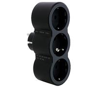 Legrand 694519, Adaptadores 2P+T, 3 Tomas de enchufes/Corriente Frontales, Ladron de enchufes, Color Negro/Gris Oscuro