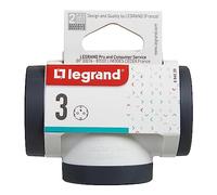 Legrand 694520, Adaptadores 2P+T, 3 Tomas de enchufes/Corriente Laterales, Ladron de enchufes, Color Blanco/Gris Oscuro