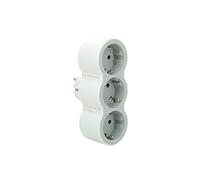 Legrand 694518, Adaptadores 2P+T, 3 Tomas de enchufes/Corriente Frontales, Ladron de enchufes, Color Blanco/Gris Claro