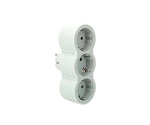 LEGRAND Adaptadores 3 Tomas Frontales 2P+T Horizontal, Ladron Bl/Gris Claro | Adaptadores 3 Tomas de Enchufes/corriente Frontales 2P+T Horizontal, Ladron de enchufes, Color Blanco/gris claro 694518