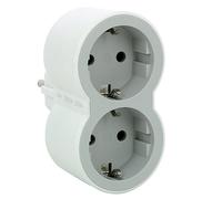 LEGRAND Adaptadores Doble 2P+T, 2 Tomas de Corriente Frontales, Ladron de enchufes. Color Blanco/Gris Claro 694516