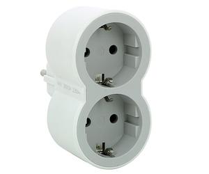 LEGRAND Adaptadores doble 2P+T, 2 tomas frontales Blanco/gris claro 694516 | Adaptadores doble 2P+T, 2 tomas de corriente frontales, Ladron de enchufes. Color Blanco/gris claro 694516