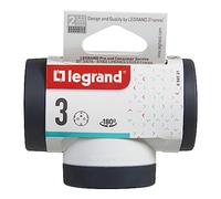 Legrand 694521, Adaptatores 2P+T, 3 Tomas Laterales giratorias, Ladron de enchufes, Color Acabado Blanco/Gris Oscuro