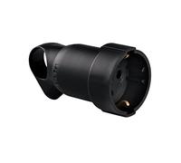 Legrand, Base enchufe, Schuko, anillo tirador, Negro | Base Enchufe 2P+T 16A, Salida de Cable a 45º recta o lateral, Anillo Tirador, Negro 050195