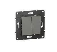 legrand BTAL02CD - Interruptor doble o vaivén, 10 A con conexión a terminales automáticos, acabado nocturno-BTAL02CD, nube