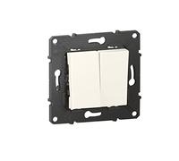 legrand BTAL08DD - Interruptor doble para puerta (6 A, conexión automática, acabado de nieve, BTAL08DD, nieve)