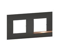 legrand BTAL9NC2 Mezzo - Placa embellecedora (2 elementos, acabado de notas, cobre, negro satinado, con borde de cobre-BTAL9NC2)