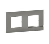 legrand BTAL9NI2 Mezzo - Placa embellecedora (2 orificios, acabado de notas, efecto aluminio, borde brillante, BTAL9NI2)