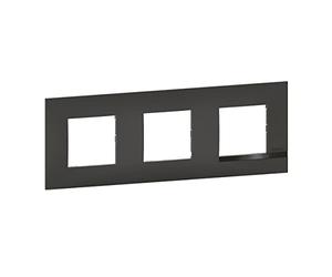 legrand BTAL9NU3 Classico - Placa embellecedora (3 elementos, acabado en noche, negro satinado, ribete brillante, BTAL9NU3)