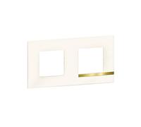legrand BTAL9OP2 - Placa embellecedora (2 orificios), color blanco brillante con borde de imitación or-BTAL9OP2