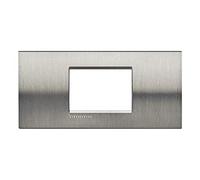 Legrand Bticino livinglight - Placa 2 módulos centrado acero pulido