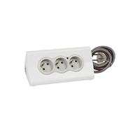 Legrand - Cable alargador de 3 Tomas de Corriente con Soporte para Tablet Integrado, Color Blanco y Gris