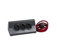 Legrand - Cable alargador de 3 Tomas de Corriente con Soporte para Tablet Integrado, Color Negro y Rojo
