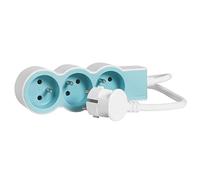 Legrand - Cable de extensión extraplano con 3 Tomas de Corriente con Cable de 1,5 m, Color Blanco y Azul