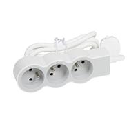 Legrand - Cable de extensión extraplano con 3 Tomas de Corriente con Cable de 1,5 m, Color Blanco y Gris Claro