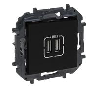 LEGRAND Cargador doble USB tipo A componible, Niloé Step, Antracita 398264B | Cargador doble USB tipo A componible para instalación empotrada, Gama Niloé Step, Color Antracita, 398264B
