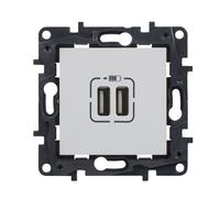 LEGRAND Cargador doble USB tipo A componible para instalación empotrada, Gama Niloé Step, Color Blanco, 398262