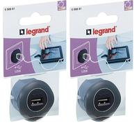 Legrand, Cargador usb enchufe, Schuko, Negro (Paquete de 2)