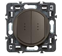 Legrand Céliane Soft - Interruptor de luz doble (10 A, incluye indicador indicador), color negro