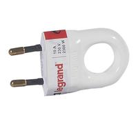 LEGRAND Clavija 2P 10A, Anillo Tirador, SalidaRecta y/o Lateral, Bl 050312 | Enchufe Clavija 2P 10A, Anillo Tirador, Salida de Cable Recta y/o Lateral, Blanco 050312