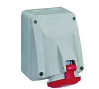 Legrand Conector de superficie fija 555258 32A-400 V, rojo de 4 pines (3P+ PE), clase de protección IP44, IK09, 380V~ a 415V~, rojo y gris