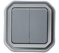 Legrand - Control para función de doble interruptor o de ida y vuelta 10A o empuje 10A impermeable Plexo completo para montaje empotrado gris