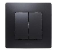 Legrand 396490 NL Doble Conmutador Monobloc, Negro, Individual