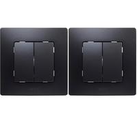 LEGRAND Doble Conmutador 10AX, Gama Niloé Monobloc, Mecanismo Completo con Marco, Negro, 396490 (Paquete de 2)