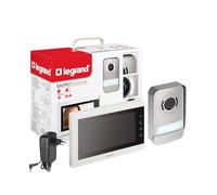 LEGRAND EASYKIT Essential, Kit de Videoportero de 2 hilos, Monitor a color de 7" y Cámara Gran Angular, 1 o 2 Unidades familiares, Ampliable, IP54-IK07, Blanco, 367910