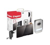 LEGRAND EasyKit Plus Kit Videoportero, Monitor, Pantalla Efecto Espejo Negr | Monitor Interior, Pantalla Efecto Espejo, Placa de Calle Gran Angular y Visión Nocturna, Instalación Enchufable