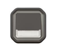 LEGRAND | Empujador Inversor Luminoso Puerta Etiqueta, Plexo, Impermeable IP55 para uso en interiores y exteriores, Resistente a los golpes IK08, viene completo con garras