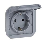 Legrand - Enchufe 16A con contacto lateral de tierra - Plexo - Estanco IP55 - Componible para instalar con caja o marco - Gris - 069571LE