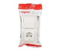 LEGRAND Enchufe 2P+T 16A y Interruptor o Conmutador 10A, Gama OTEO, Mecanismo de Superficie, Blanco, ALA710WH
