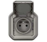 LEGRAND | Enchufe De Corriente Estándar Plexo, Gris Empotrado, Impermeable IP55 contra Polvo Y Proyecciones De Agua, Resistencia A Choques IK08, Producto Completo Listo Para Instalar