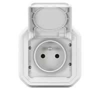 LEGRAND | Enchufe de corriente Plexo estándar Franco-Belge, impermeable IP55 resistente al agua y al polvo, resistencia a los golpes IK08, se entrega completo para montaje en empotrado, color blanco