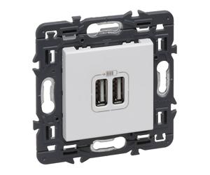 Legrand Enchufe de Pared de 2 Puertos USB Tipo A Blanco Dispositivo Completo Con Tornillo - 741231
