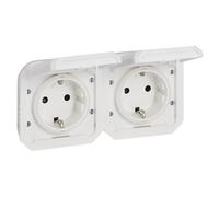 Legrand - Enchufe Doble 16A con contacto lateral de tierra - Plexo - Estanco IP55 - Componible para instalar con caja o marco - Blanco - 069675LE
