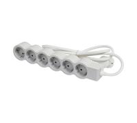 Legrand Enchufe Estándar 6x2P+A Cable 3m - Blanco Gris (Enchufe Europeo) - 694565 [10 Piezas]