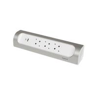 Legrand Enchufe Montable a 90 Grados 3x2P Con Cable USB A+C Alu (Enchufe Europeo) - 694504 [5 Piezas]