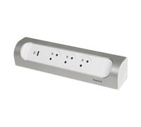 Legrand Enchufe Montable a 90 Grados 3x2P+PA USB A+C Cargador Aluminio (Enchufe Europeo) - 049409 [5 Piezas]