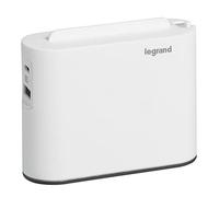Legrand – Enchufe múltiple extraplano con 2 laterales sin tierra y USB A+C – Blanco/Gris oscuro