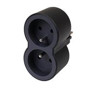 LEGRAND - Enchufe multitoma biplite - 2 tomas frontales con tierra - Posicionamiento vertical - Seguridad infantil integrada - negro y gris oscuro