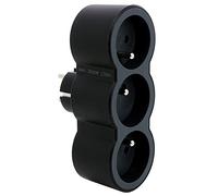 LEGRAND - Enchufe multitoma Triplite - 3 Tomas Frontales con Tierra - Posicionamiento Horizontal - Seguridad Infantil integrada - Negro y Gris Oscuro