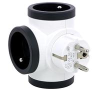 LEGRAND - Enchufe multitoma Triplite Giratorio - 3 Tomas Laterales en T con Tierra - Seguridad Infantil integrada - Blanco y Gris Oscuro