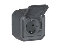 Legrand - Enchufe para recarga de bicicleta eléctrica 16A con contacto lateral de tierra - Plexo - Estanco IP55 - Montaje en superficie - Antracita - 069784LE