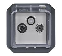 Legrand - Enchufe TV/R-SAT con contacto lateral de tierra - Plexo - Estanco IP55 - Componible para instalar con caja o marco - Antracita - 069858LE
