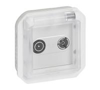 Legrand - Enchufe TV/R-SAT con contacto lateral de tierra - Plexo - Estanco IP55 - Componible para instalar con caja o marco - Blanco - 069654LE