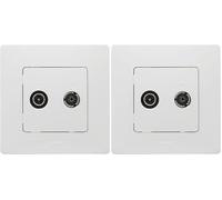 LEGRAND Enchufe TV, Toma para Televisión, Radio, Satélite Intermedia, Gama Niloé Monobloc, Mecanismo Completo con Marco, Blanco, 396448 (Paquete de 2)